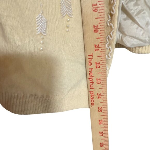 Vintage Montrose Sportswear Beaded Button Front Cardigan Sweater 42 Beige - Picture 6 of 11